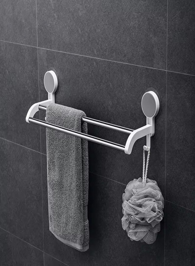 Kroywen Wall Mounted Double Rod Towel Holder Bar - Magic Sticker Napkin Rod Hanger for Bathroom & Kitchen, No-Drill Cloth Rack for Hand Towels, Dish Towels, and Cleaning Rags (Pack of 1) - Image 2